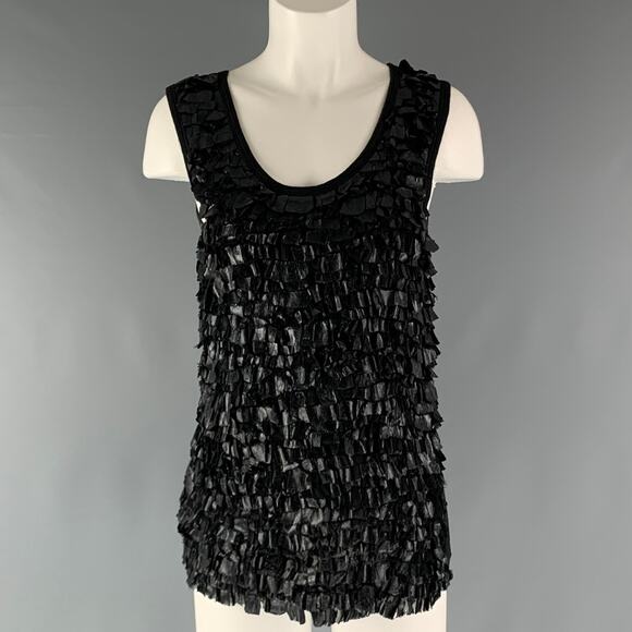 GIVENCHY Size S Black Ruffled Tank Casual Top - Picture 1 of 1